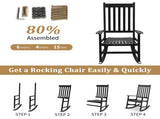 Outdoor Wood Rocking Chair, Wooden Patio Rocking Chair with Comfortable Backrest, Weatherproof Patio 23489524