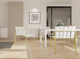 Summer - 4-Pack Modern Striped Color Block Chairs - Waterproof PP Seat & Sturdy Metal Legs, W3450P322877