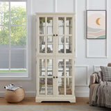 Curio Display Cabinet,Antique Display Cabinet with Glass Doors Adjustable Shelves for Collectibles W2275P231687