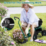 Rolling Garden Cart with Cushioned Backrest & Seat, Outdoor Gardening Stool for Planting, Garden 41309399