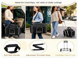 Multi-Way Portable Pet Rolling Carrier Trolley, Aluminum Alloy Frame Collapsible Pet Travel Bag with 92891076
