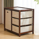 Wooden Frame Removable Top Brown Painted Pine Children's Cot with 3 Fabric Drawers 1 Fabric Bag 46422703