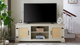 Farmhouse Rattan TV Stand Console Table for TVs up to 70 Inches, TV Console Table with 2 Storage W1758P178930