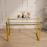 51" Modern Minimalist Rectangular Glass Dining Table for 4-6 with 0.31" Tempered Glass Tabletop and W2189133710