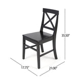 ZNTS Roshan Farmhouse Acacia Wood Dining Chairs, Black 62888.00BLK