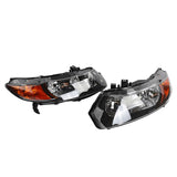 ZNTS 2pcs Front Left Right Headlights for Honda Civic 2006-2011 2dr Coupe Models Only Black 91407748