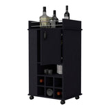 Farson Bar Cart with 2-Side Shelf, 6-Built In Wine Rack and Casters B128P176137