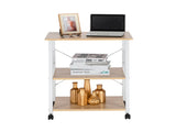 3-Tier Microwave Oven Rack with 10 Hooks 4 Wheels and X-Shaped Reinforcement on the Back Melamine 15317811