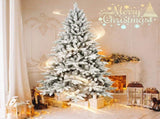 7ft Flocked Christmas Tree with 1514 Tips, Realistic PEPVC Snowy Hinged Tree with Metal Stand, Full 02903371