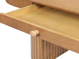 Jesse 55.5" Single Drawer Fluted Oval Console Desk, Honey Brown Rubberwood B2719P277875
