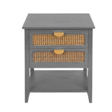 2 Drawer Side table,Naturel Rattan,End table,Suitable for bedroom, living room, study W68858074