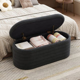 Storage Teddy Ottoman Bench Upholstered Fabric Storage Bench End of Bed Stool with Safety Hinge for W2336P251245