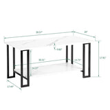 Coffee Table, 2 Layers 1.5cm Thick Marble MDF Rectangle 39.37" L Tabletop Iron Coffee Table , Dining 83238180