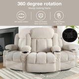 Swinging recliner massage heated sofa, with USB and 2 cup holders in side pockets, W1807P298192