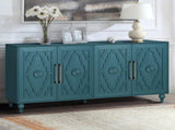 63'' Large Storage Cabinet Metal Handle, Carved Flower Doors, Wooden Mordern Sideboard Console W1445P251889