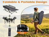 Gray No-Assembly Portable Toddler Camping Bed, Elevated Foldable Kids Sleepover Cot with Anti-Roll 97491237