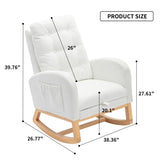 ZNTS Accent Rocking Chair with Footrest High Back Rubber Wood Rocking Legs Bedroom Living Space 26.77D X W2231P143508