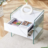 Bedside table with drawers. The board surface is MDF with white grain sticker, and both sides are W1512P348777