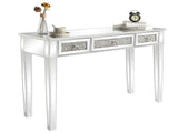 3-Drawer Modern Style Diamond-Embellished Computer Desk MDF with Mirror Finish 42*15*29.92in Silver 99489449