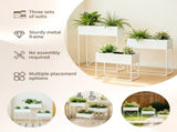 3Pack PreAssembled Metal Raised Garden Bed Planter Stand with NonWoven Liner, UVResistant Coated W2796P516632
