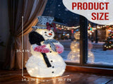 3FT Lighted Snowman Holding Spade Christmas Decorations, Pre-lit Holiday Decor with 110 Warm White 73782615