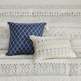 Full/Queen 5 Piece Printed Seersucker Comforter Set with Throw Pillows B035128859