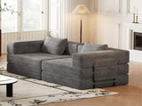 72.4 inch convertible sofa bed, corduroy fabric sofa with two side storage pockets and two cushions, W3505P355571