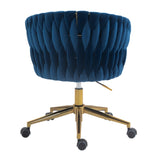 ZNTS Modern design the backrest is hand made woven Office chair,Vanity chairs with wheels,Height 93876895