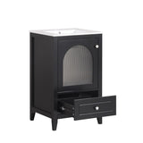 ZNTS 20" Bathroom Vanity with Sink, Bathroom Cabinet with Soft Closing Glass Door, A Drawer, Black 94526635