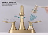 2-Handle 4-Inch Brushed Gold Bathroom Faucet, Bathroom Vanity Sink Faucets with Pop-up Drain and 74919420