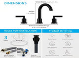Bathroom Faucet 2 Handle Matte Black Bathroom Faucet Widespread 3 Hole 360&deg Swivel Spout Modern T3177P412847