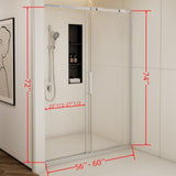 56-60"W x74"H Semi-Frame Single Sliding Shower Door,304 Stainless Steelin Polished Chrome W2965P277274