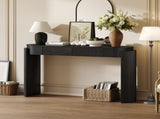 TREXM Entryway Table with Natural Wood Grain Finish, Console Table with Fluted Design, Oval Top and N715P288632B