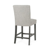 Contemporary Fabric Button Tufted 26 Inch Counter Stools, Set of 2, Light Grey 71254.00LGRY