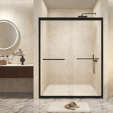 56-60 " x 72" Tempered Glass with Explosion Proof Film, Aluminum Frame Double Sliding Shower Door, W1675P288488