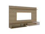 Colorado Wall Mounted TV Panel with Floating Media Console and Open Storage Shelves,Natural Oak B128P611066
