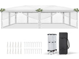 10x20 ft Instant Pop Up Canopy Tent White, 6 Mesh Panels 2 Doors 4 Net Sides, 66103089