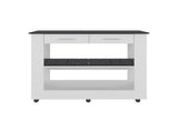 Hardy Kitchen Island, 2 Drawers, 6 Wheels, 2 Shelves, White / Black Wengue B097P474257