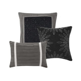 7 PC Pieced Faux Suede Comforter Set Black Cal King B03596986