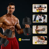 90LB 4-in-1 Adjustable Dumbbell Set Converts to Barbell, Kettlebell & Push-Up Stands w/ T3772P351245