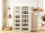 6-Tier Folding Shoe Storage Box, Tool-Free Assembly Transparent Shoe Organizer with Magnetic Door, 11153924