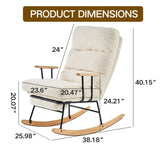 ZNTS Modern Teddy Gliding Rocking Chair with High Back, Retractable Footrest, and Adjustable Back Angle W2012137612