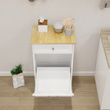 One Drawers and One-Compartment Tilt-Out Trash Cabinet Kitchen Trash Cabinet-White W1120127324