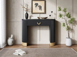 Mirod Modern Console Table with Vertical Ribbed Design, Compact Storage with Functional Drawer N760P281361B