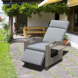 Outdoor Recliner Chair, Patio Recliner with Hand-Woven Wicker, Flip Table Push Back, Adjustable W1859P196424