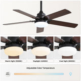 42 Inch Modern Ceiling Fan With 3 Color Dimmable Light 5 Blades Remote Control Reversible DC Motor W882P164331