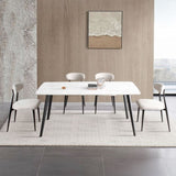 Modern Dining Chairs Set of 2, Curved Backrest Round Upholstered and Metal Frame, Light Grey W876110769