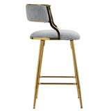SET OF 2,26'' Counter height bar stools Corduroy kitchen island counter bar stool with back,golden W2215P195292
