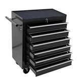 6 DRAWERS MULTIFUNCTIONAL TOOL CART WITH WHEELS-BLACK 69021719
