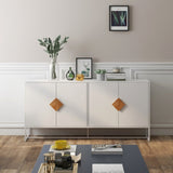 Solid wood special shape square handle design with 4 doors and double storage sideboard 75637864
